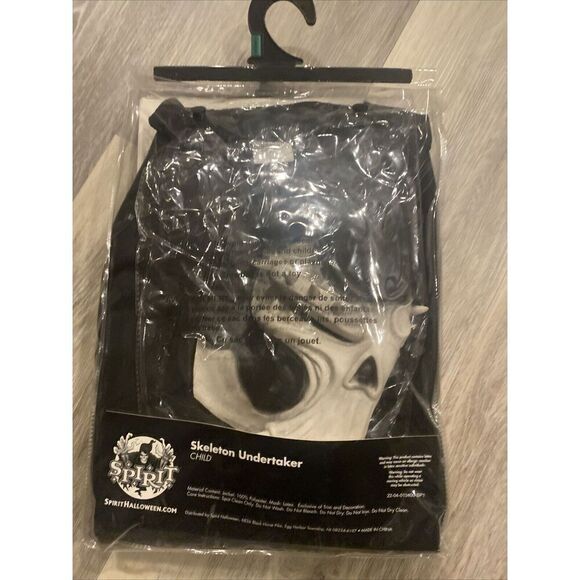 Spirit Halloween Skeleton Undertaker Child Youth Large 12-14 Kids Cosplay New - Picture 4 of 7